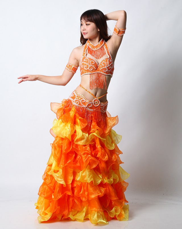 ランキング上位のプレゼント ベリーダンス 衣装 オレンジ